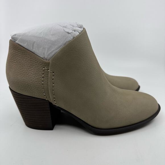 Lucky Brand Bellita Heeled Leather Ankle Bootie Block Heel Taupe Womens Size US9 - Picture 7 of 13